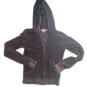 vintage juicy, couture, brown terry cloth, hoodie jacket, petite small
